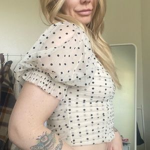 H&M Puff Sleeve Polka Dot Blouse